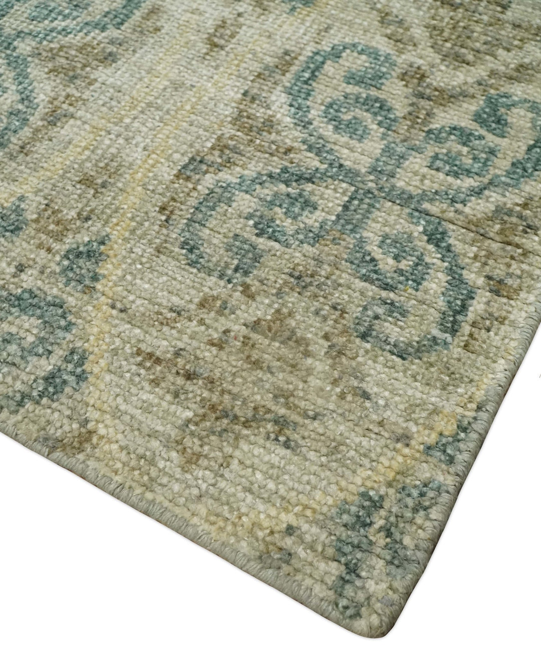 5x8 Hand Knotted Beige, Blue and Camel Modern Persian Style Contemporary Bamboo Silk Area Rug | OP71 - The Rug Decor