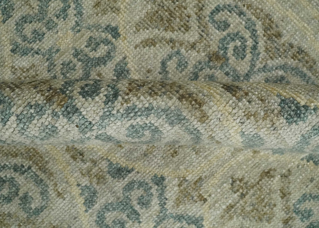 5x8 Hand Knotted Beige, Blue and Camel Modern Persian Style Contemporary Bamboo Silk Area Rug | OP71 - The Rug Decor