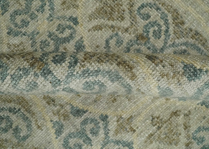 5x8 Hand Knotted Beige, Blue and Camel Modern Persian Style Contemporary Bamboo Silk Area Rug | OP71 - The Rug Decor