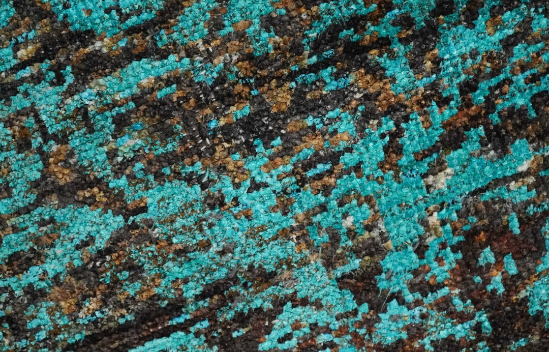 5x8 Hand Knotted Blue and Brown Modern Persian Style Contemporary Recycled Silk Area Rug | OP103 - The Rug Decor