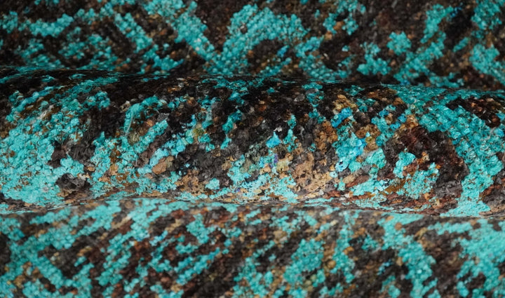5x8 Hand Knotted Blue and Brown Modern Persian Style Contemporary Recycled Silk Area Rug | OP103 - The Rug Decor