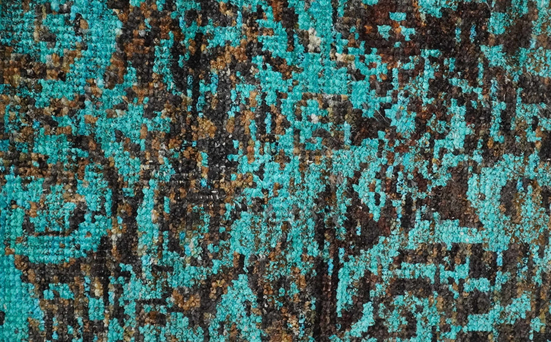5x8 Hand Knotted Blue and Brown Modern Persian Style Contemporary Recycled Silk Area Rug | OP103 - The Rug Decor
