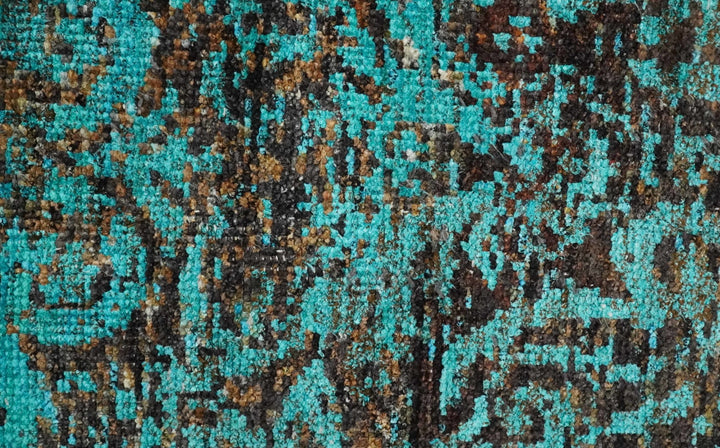 5x8 Hand Knotted Blue and Brown Modern Persian Style Contemporary Recycled Silk Area Rug | OP103 - The Rug Decor