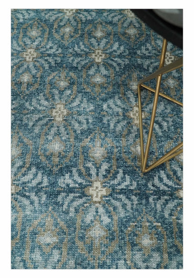 5x8 Hand Knotted Blue, Brown and Silver Antique Persian Style Contemporary Bamboo Silk Area Rug | OP123 - The Rug Decor