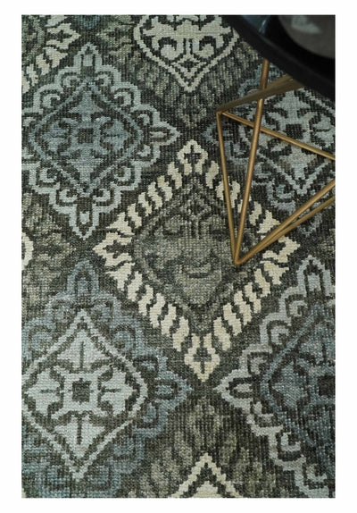 5x8 Hand Knotted Charcoal, Blue and Ivory Antique Persian Style Contemporary Bamboo Silk Area Rug | OP88 - The Rug Decor