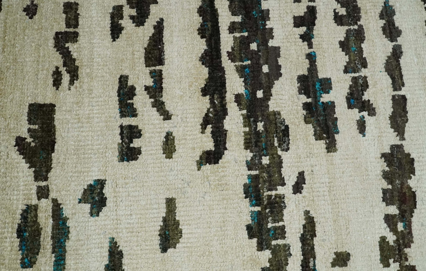 5x8 Hand Knotted Ivory and Brown Modern Abstract Contemporary Recycled Silk Area Rug | OP105 - The Rug Decor