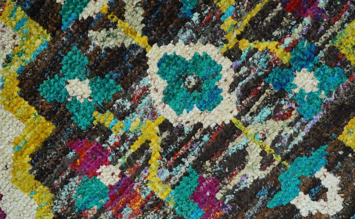 5x8 Hand Knotted Ivory, Teal Blue and Brown Antique Persian Style Contemporary Bamboo Silk Area Rug | OP76 - The Rug Decor