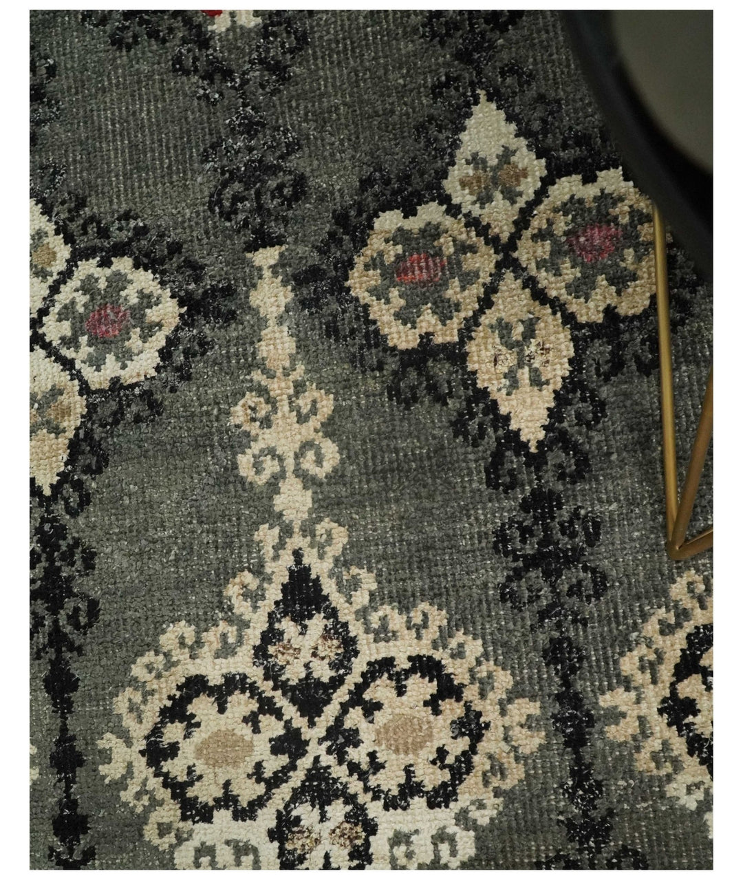 5x8 Hand Knotted Moss Green, Beige and Black Antique Persian Style Contemporary Recycled Silk Area Rug | OP73 - The Rug Decor