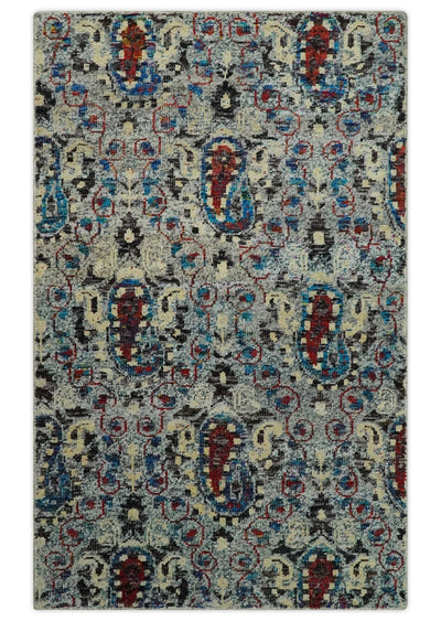 5x8 Hand Knotted Multicolor Antique Persian Style Contemporary Recycled Silk Area Rug | OP84 - The Rug Decor