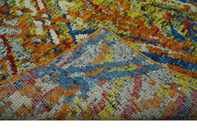 5x8 Hand Knotted Multicolor Modern Abstract Contemporary Recycled Silk Area Rug | OP111 - The Rug Decor
