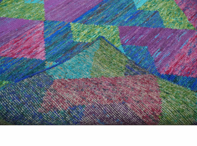 5x8 Hand Knotted Multicolor Modern Geometric Contemporary Recycled Silk Area Rug | OP78 - The Rug Decor