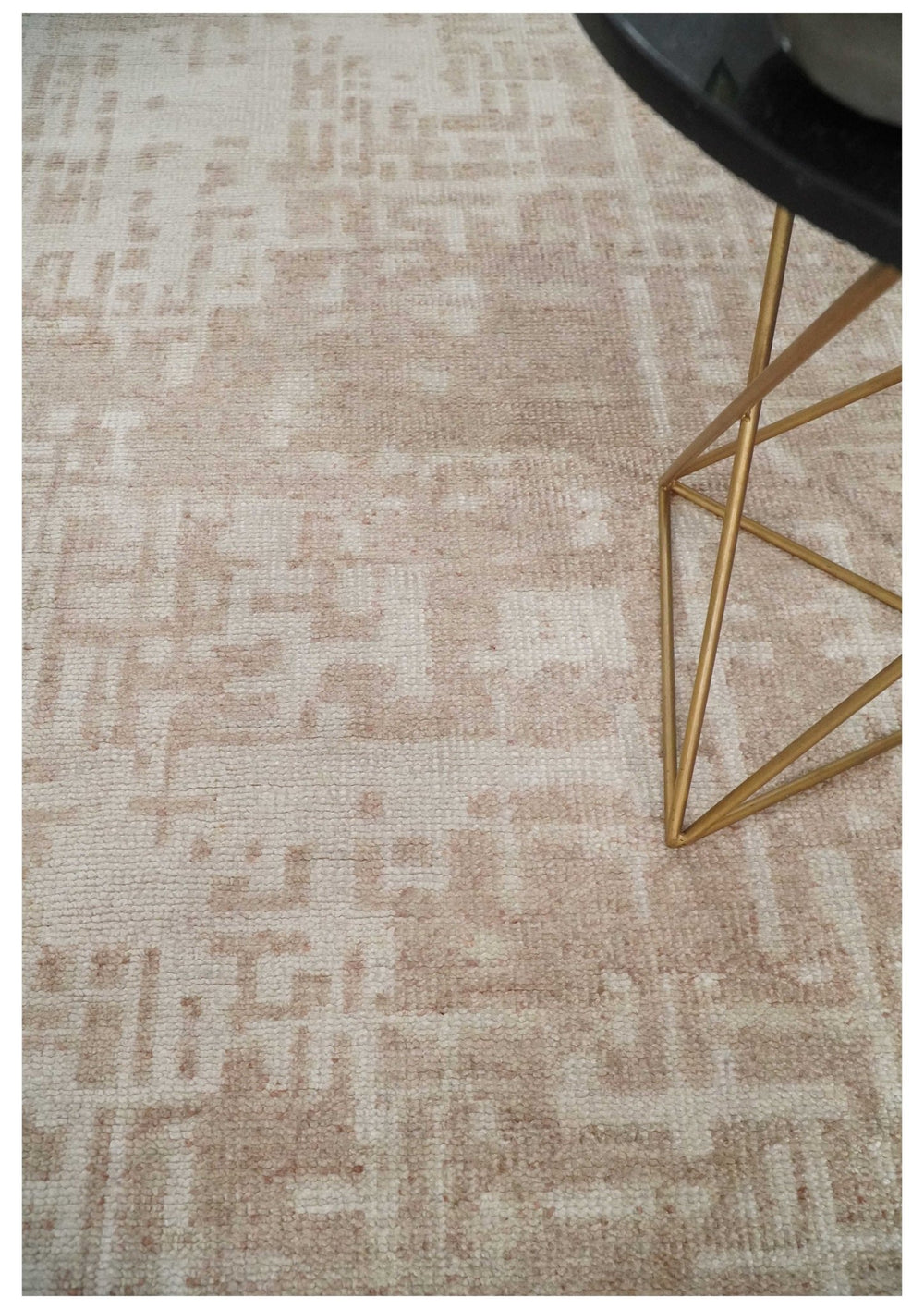 5x8 Hand Knotted Tan and Ivory Modern Abstract Contemporary Recycled Silk Area Rug - The Rug Decor