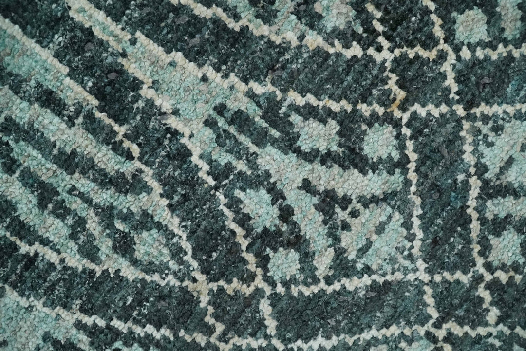 5x8 Hand Knotted Teal, Ivory and Blue Modern Style Contemporary Recycled Silk Area Rug | OP109 - The Rug Decor