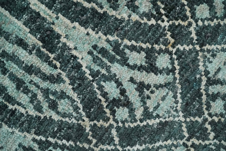 5x8 Hand Knotted Teal, Ivory and Blue Modern Style Contemporary Recycled Silk Area Rug | OP109 - The Rug Decor