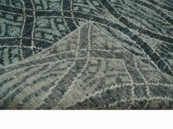 5x8 Hand Knotted Teal, Ivory and Blue Modern Style Contemporary Recycled Silk Area Rug | OP109 - The Rug Decor