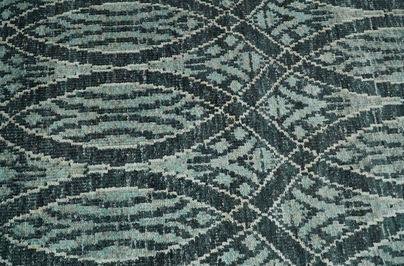 5x8 Hand Knotted Teal, Ivory and Blue Modern Style Contemporary Recycled Silk Area Rug | OP109 - The Rug Decor
