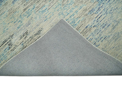 5x8 Hand Tufted Beige and Blue Modern Abstract Wool Area Rug | TRDMA143 - The Rug Decor