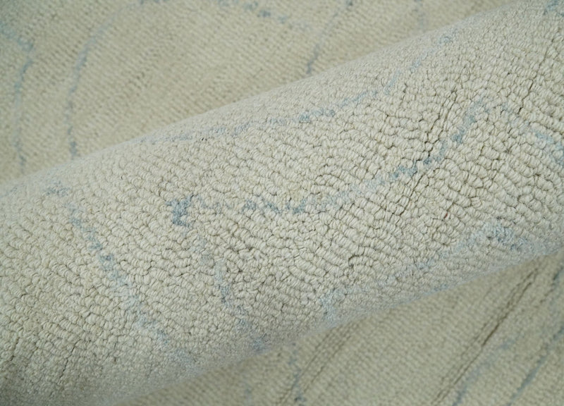 5x8 Hand Tufted Beige and Blue Modern Geometric Trellis Wool Area Rug | TRDMA114 - The Rug Decor