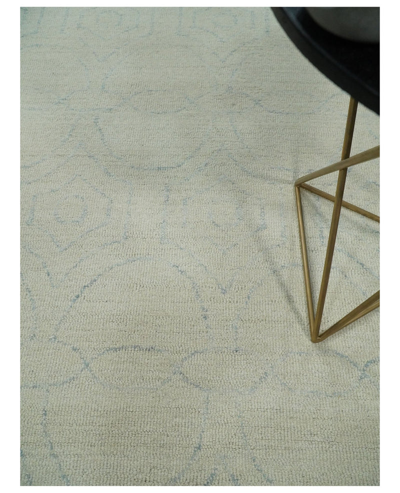 5x8 Hand Tufted Beige and Blue Modern Geometric Trellis Wool Area Rug | TRDMA114 - The Rug Decor