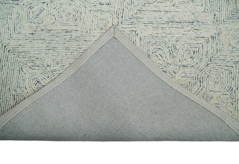 5x8 Hand Tufted Beige and Blue Modern Moroccan Tiles Design Wool Area Rug | TRDMA104 - The Rug Decor