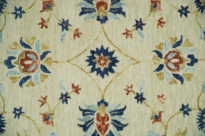 5x8 Hand Tufted Beige and Blue Persian Style Antique Oriental Wool Area Rug | TRDMA81 - The Rug Decor