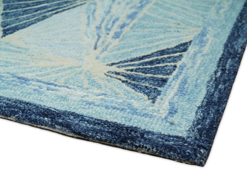 5x8 Hand Tufted Blue and Beige Modern Geometric Crystal Wool Area Rug | TRDMA59 - The Rug Decor