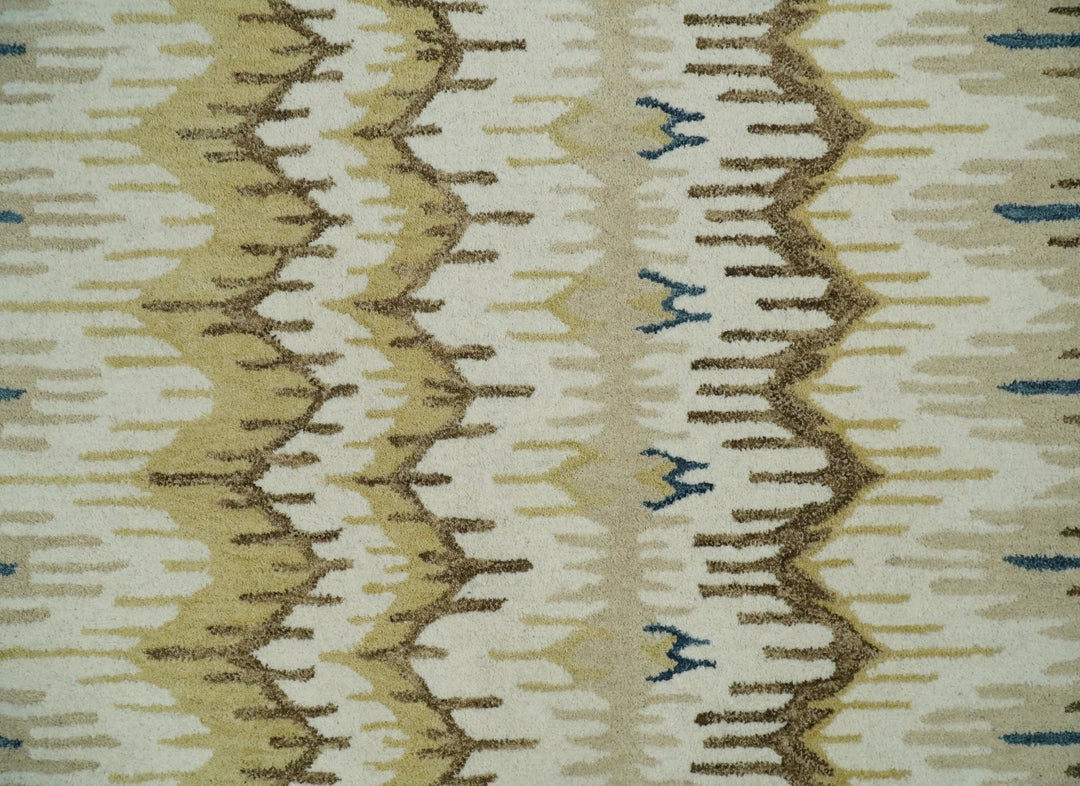 5x8 Hand Tufted Blue and Beige Modern Ikat Wool Area Rug | TRDMA37 - The Rug Decor