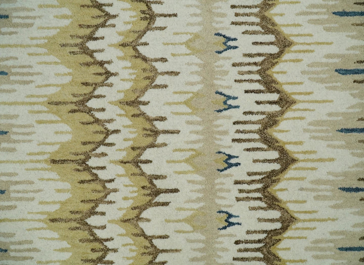 5x8 Hand Tufted Blue and Beige Modern Ikat Wool Area Rug | TRDMA37 - The Rug Decor