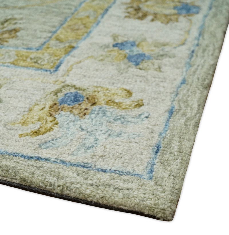 5x8 Hand Tufted Blue and Beige Persian Style Floral Wool Area Rug | TRDMA24 - The Rug Decor