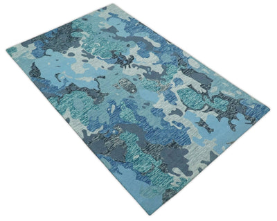5x8 Hand Tufted Blue and Gray Modern Abstract Wool Area Rug | TRDMA49 - The Rug Decor