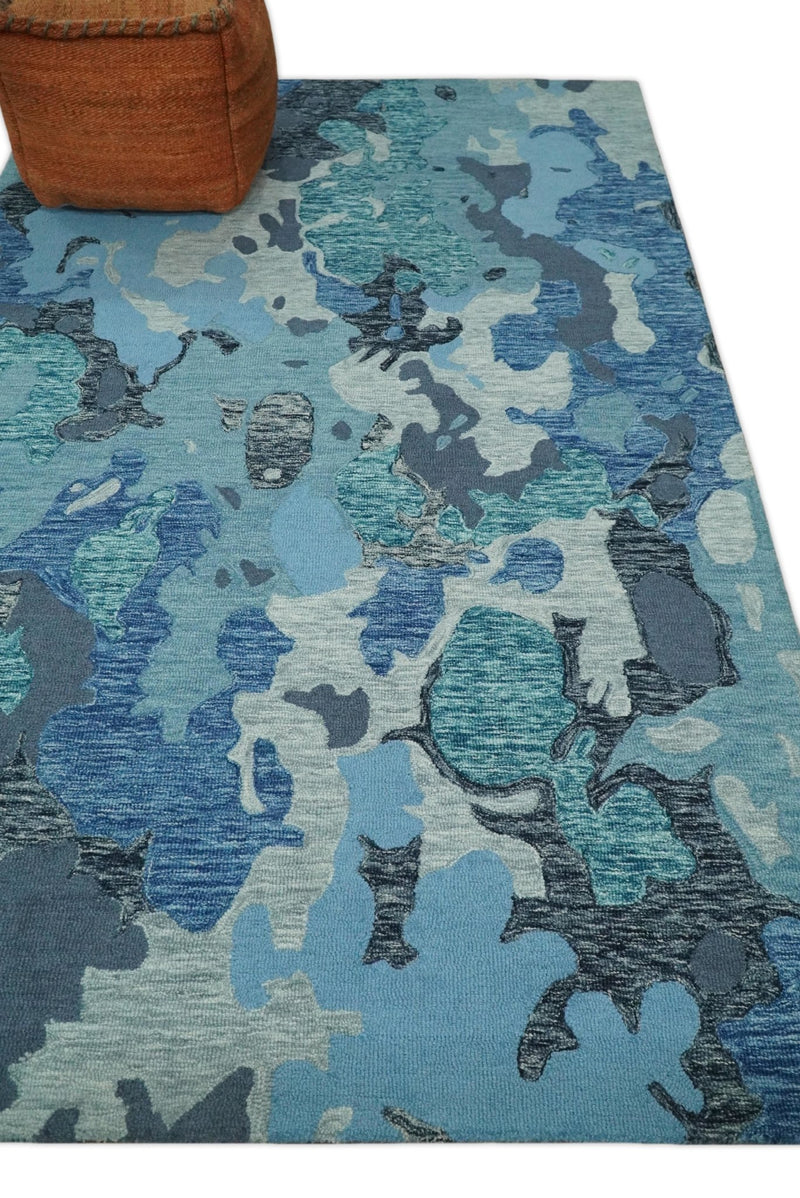 5x8 Hand Tufted Blue and Gray Modern Abstract Wool Area Rug | TRDMA49 - The Rug Decor