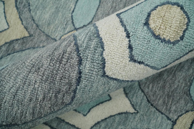 5x8 Hand Tufted Blue and Gray Modern Geometric Wool Loop Area Rug | TRDMA51 - The Rug Decor