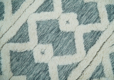 5x8 Hand Tufted Blue and Ivory Modern Geometric Moroccan Trellis Wool Area Rug | TRDMA112 - The Rug Decor