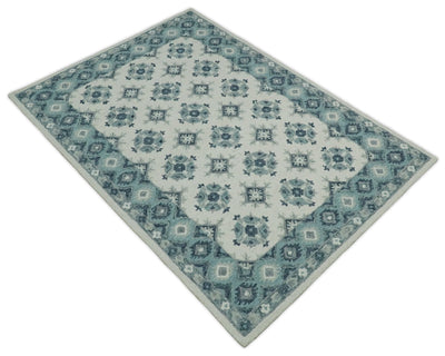 5x8 Hand Tufted Blue and Ivory Persian Style Antique Oriental Wool Area Rug | TRDMA34 - The Rug Decor