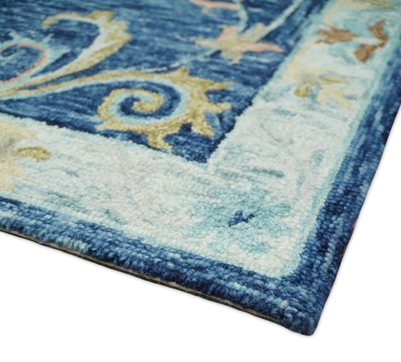 5x8 Hand Tufted Blue and Ivory Persian Style Antique Oriental Wool Area Rug | TRDMA98 - The Rug Decor