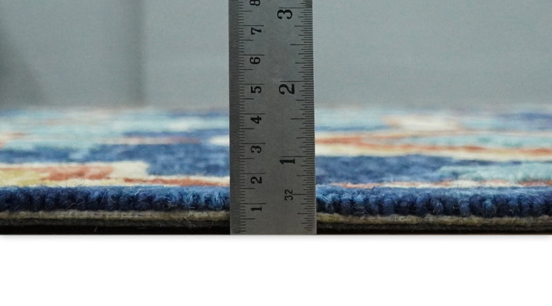 5x8 Hand Tufted Blue and Rust Modern Geometric Wool Loop Area Rug | TRDMA95 - The Rug Decor