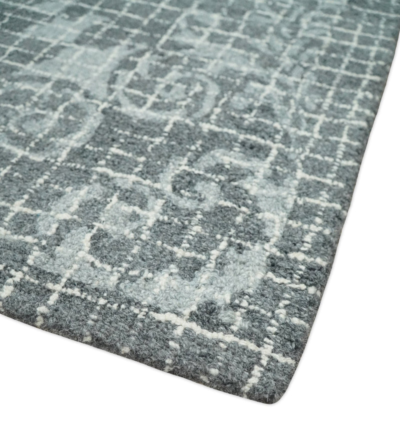 5x8 Hand Tufted Charcoal and Silver Persian Style Antique Oriental Wool Area Rug | TRDMA146 - The Rug Decor