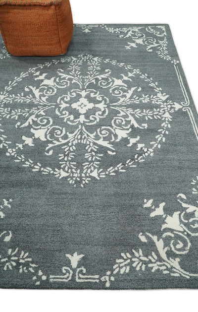 5x8 Hand Tufted Gray and Beige Persian Style Antique Oriental Wool Area Rug | TRDMA84 - The Rug Decor