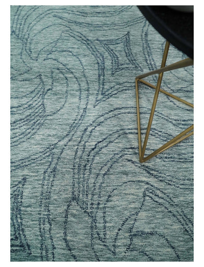 5x8 Hand Tufted Gray and Blue Tribal Design Wool Area Rug | TRDMA64 - The Rug Decor