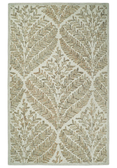 5x8 Hand Tufted Ivory and Beige Persian Style Floral Oriental Wool Area Rug | TRDMA138 - The Rug Decor
