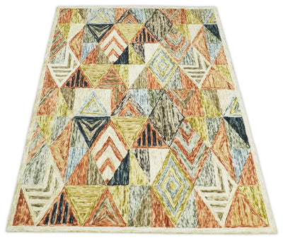 5x8 Hand Tufted Multicolor Modern Geometric Diamond Wool Area Rug | TRDMA110 - The Rug Decor