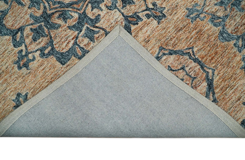 5x8 Hand Tufted Peach and Blue Persian Style Oriental Wool Area Rug | TRDMA159 - The Rug Decor