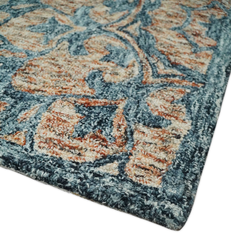 5x8 Hand Tufted Peach and Blue Persian Style Oriental Wool Area Rug | TRDMA159 - The Rug Decor