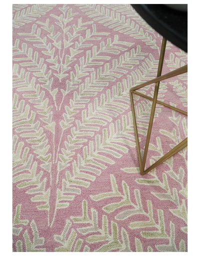 5x8 Hand Tufted Pink and Beige Modern Floral Wool Loop Kids Area Rug | TRDMA45 - The Rug Decor