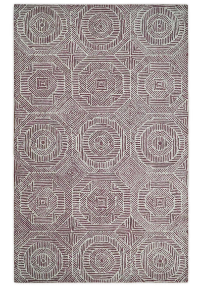 5x8 Hand Tufted Purple and Pink Tribal Southwestern Wool Area Rug | TRDMA66 - The Rug Decor