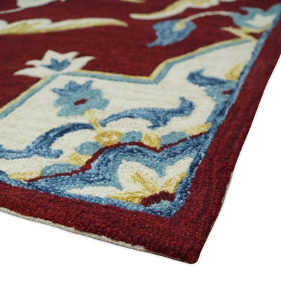 5x8 Hand Tufted Red and Blue Persian Style Antique Oriental Wool Area Rug | TRDMA28 - The Rug Decor