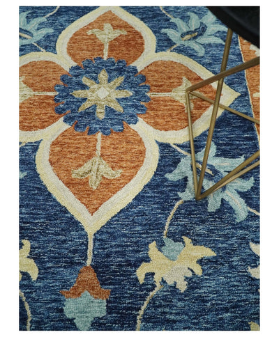 5x8 Hand Tufted Rust and Blue Persian Style Antique Oriental Wool Area Rug | TRDMA83 - The Rug Decor