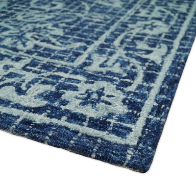5x8 Hand Tufted Silver and Blue Persian Style Antique Oriental Wool Area Rug | TRDMA67 - The Rug Decor