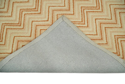 5x8 Hand Tufted Terracotta and Rust Modern Chevron Wool Area Rug | TRDMA39 - The Rug Decor