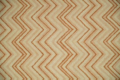 5x8 Hand Tufted Terracotta and Rust Modern Chevron Wool Area Rug | TRDMA39 - The Rug Decor